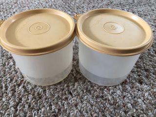Vintage Tupperware Round Stacking Storage Canisters 250 W/lids Set Of 2