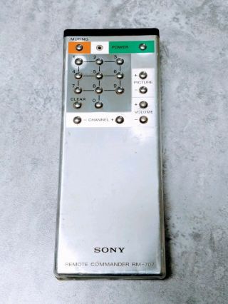 Vintage Sony Remote Commander Rm - 707 Plastic & Metal Replacement Tv Control