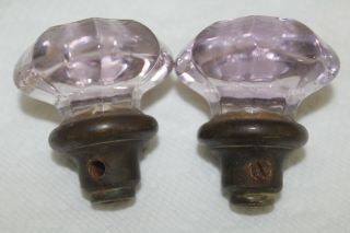 Vintage Purple Amethyst Glass Door Knobs