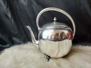 Vintage Antique Silver Plated Metal Coffee 4 Footed Teapot & Lid Stamped Bottom