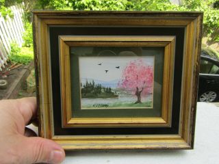 Vintage Marvin H.  Jacobs Watercolor Scenery Framed Small Painting Signed Maine