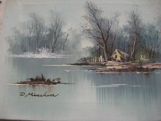 Vintage Winter Landscape Oil Painting,  Signed By Artist