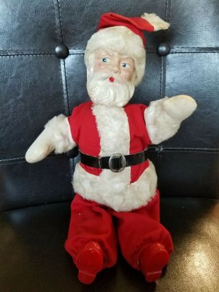 Vintage Rosbro Santa Doll/figure 15 " Tall Straw Body Composite Head