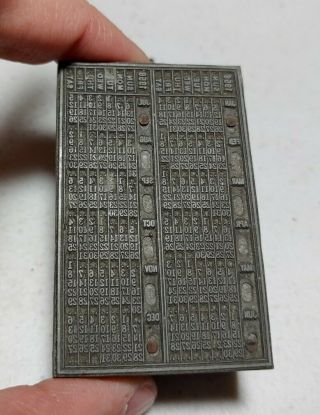 Vintage Letterpress Printing Block 1958 Pocket Calendar