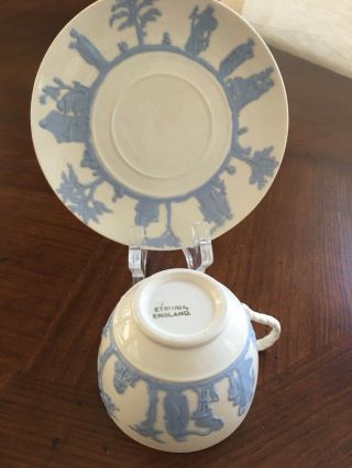 Vintage Wedgwood Etruria Queensware White Blue Cup Saucer - 4 Available - Etruscan