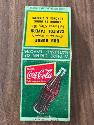 Sf8 Vintage Matchbook Cover Coca - Cola,  Capitol Tavern Jefferson City,  Mo