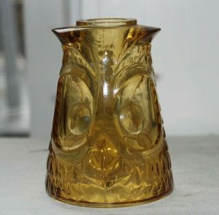 Top Only Vintage Viking Glass Amber Owl Fairy Lamp Candle Holder Yellow