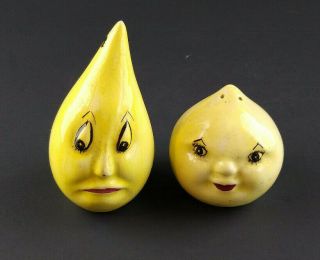 Vintage Anthropomorphic Onion Salt And Pepper Shakers
