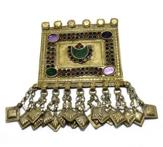 Afghan Kuchi Tribal Square Pendant Jewelry Boho Vintage Ethnic Dance Old Antique