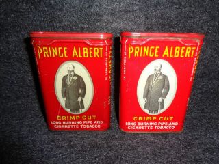 Vintage Prince Albert Crimp Cut Pipe & Cigarette Tobacco Red Tin Cans