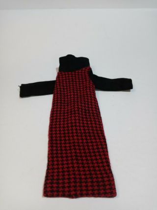 Vintage Tressy Neat Knit Black & Red Houndstooth Dress Htf