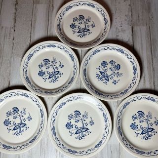 Set Of 6 Vintage Corelle Blue Floral Aka Danube Onion 7 1/4 " Salad Plates