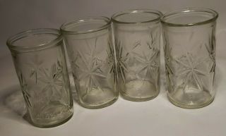 4 Vintage Kraft Jelly Jar Juice Glasses Atomic Starburst Anchor Hocking Mcm Read