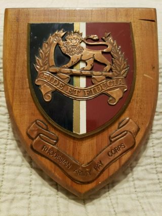 Vintage Rhodesian Army Military Plaque - Rhodesian Army Pay Corps