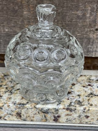 Vintage Clear L.  E.  Smith Moon And Stars Covered Compote Candy Dish