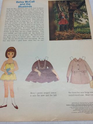 1962 Vintage Betsy Mccall And The Bluebirds Paper Dolls Uncut