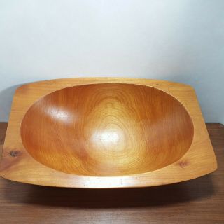 Vintage Oval Turned Wood Wooden Serving Bowl Nuts Fruit 10 3/8 " X 6.  75 "