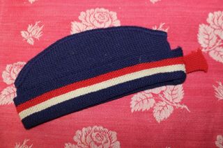 Vintage Childs Boys Patriotic Knit Hat Red,  White & Blue Scotland Scottish Style