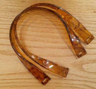 Pair Vintage Purse Handles Plastic Acrylic Amber Colored Faux Tortoise Shell
