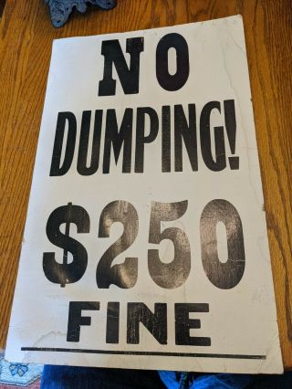 Antique - Vtg No Dumping $250 Fine Paper Cardboard Playbill Poster Old Screenprint