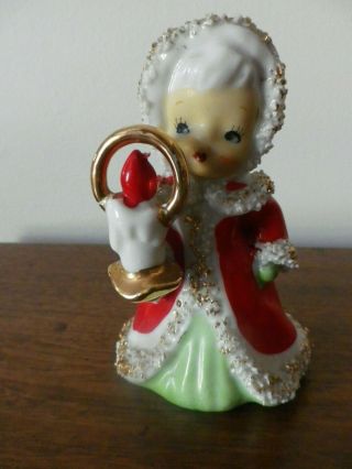 Vintage Lefton Christmas Angel Bell Holding A Candle 50 