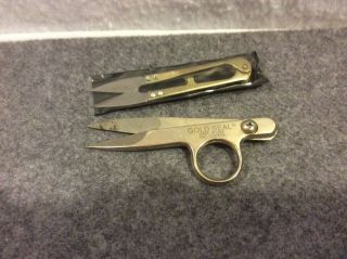 Vintage Gold Seal Nickel Ball Bearing Scissors & Embroidery Sewing Snips Thread