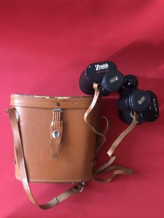 Vintage Zenith Binoculars Field 3.  5 16x50mm Fully Coated Optics W/ Leather Ca.
