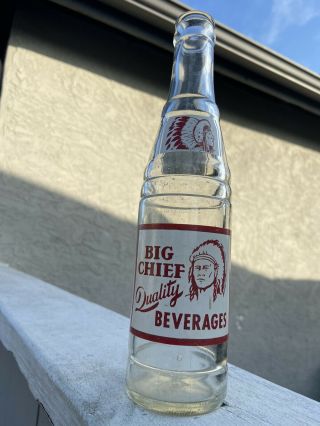 Rare Vintage Big Chief Indian Quality Soda Bottle Twin Falls Coca Cola