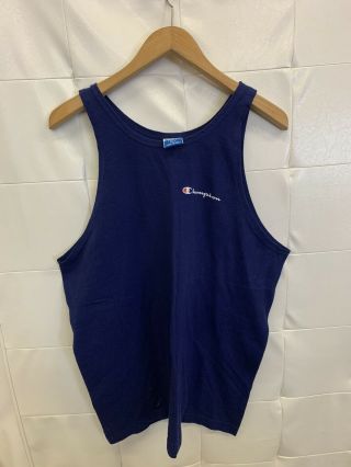 Vtg 90s Champion Navy Blue Tank Top Muscle Shirt - Mens - Large