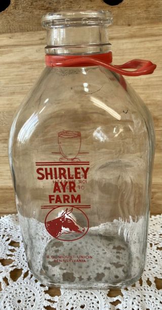 Vintage Half Gallon Milk Bottle Shirley Aye Dairy Farm Mt.  Union Pa,