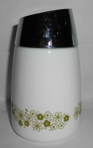 Vintage Crazy Daisy Sugar Pourer Shaker Spring Blossom Milk Glass Green