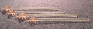 Vintage Set Of 4 Pink Elephant Frosted Glass Swizzle Sticks Cocktail Stirrers