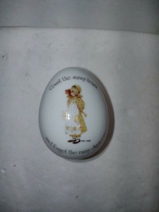 Vintage Holly Hobbie 1977 Egg Shaped Porcelain Trinket Box