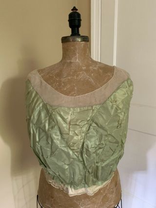 Victorian Antique Womens Silk Blouse Green Clothing All Hand Sewn