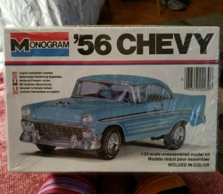 Monogram 2239 Blue 1956 Chevy Supercharged Hardtop 1978 Vintage 1/24 Mcm Nib