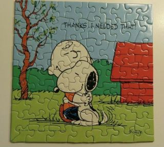 Vtg Springbok Mini Puzzle A Great Big Hug Snoopy Charlie Brown Peanuts 7”