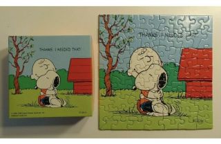 Vtg Springbok Mini Puzzle A Great Big Hug Snoopy Charlie Brown Peanuts 7” 2