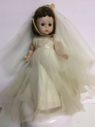 Madame Alexander - Kins Vintage Bent Knee Walker Bride Doll Tagged Dress