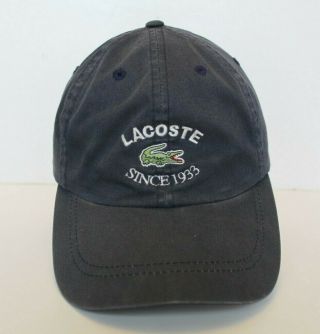 Vtg Lacoste Adult Ball Cap In Navy W/adjustable Strap