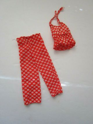 Vtg 1974 Barbie Best Buy Fashions Outfit 7813 Red Whit Dot Halter Top & Pants