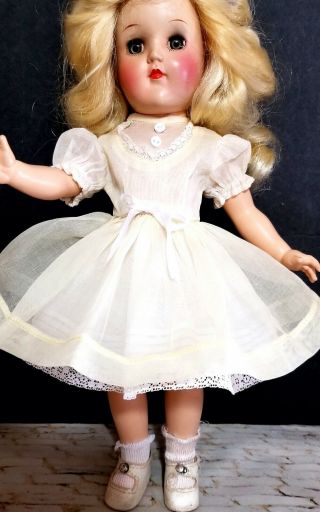 Vintage Factory Made Yellow Organdy Doll Dress & Slip Fits 14 " Toni No Doll