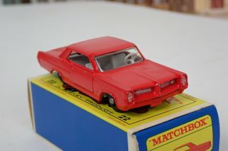 Vintage 1964 Matchbox No.  22 Pontiac Grand Prix Sports Coupe With Box