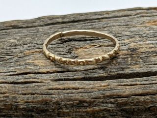 Vintage 10k Yellow Gold Band Baby Child Etched Ring Smaller Than Size 0