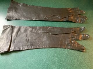 Vintage Pir Long Black Leather Floves Size 7 1/1 2 Probably Never Worn