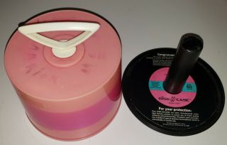 Vintage Two Tone Pink Disk Go Case for vinyl 45 Records 3