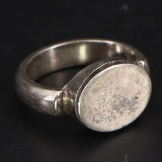 Vtg Sterling Silver - Solid Smooth Engravable Oval Id Signet Ring Size 5.  5 - 6g