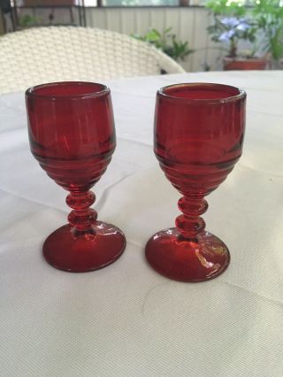 Vintage Paden City Penny Line Red 3 - 1/2” Wine Cordial Depression Glass