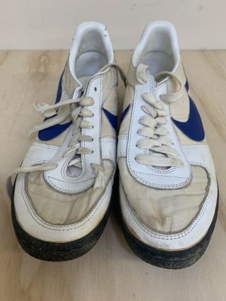 VTG 80s Nike Waffle Trainer Sneaker Blue Swoosh Sz 11 821101PD RARE 2