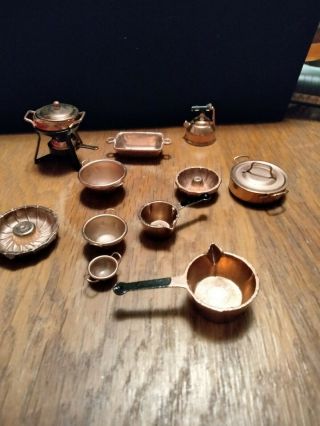 Vintage Dollhouse Miniatures Kitchen Accessories Pots And Pans Jello Molds