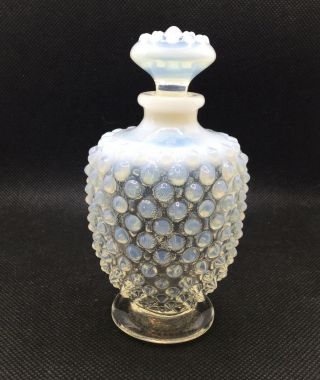 Vintage Translucent Opalescent Glass Hobnail Perfume Bottle W/stopper
